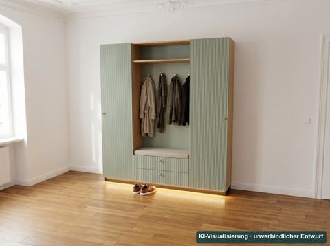 KI-Visualisierung: Garderobe im Flur